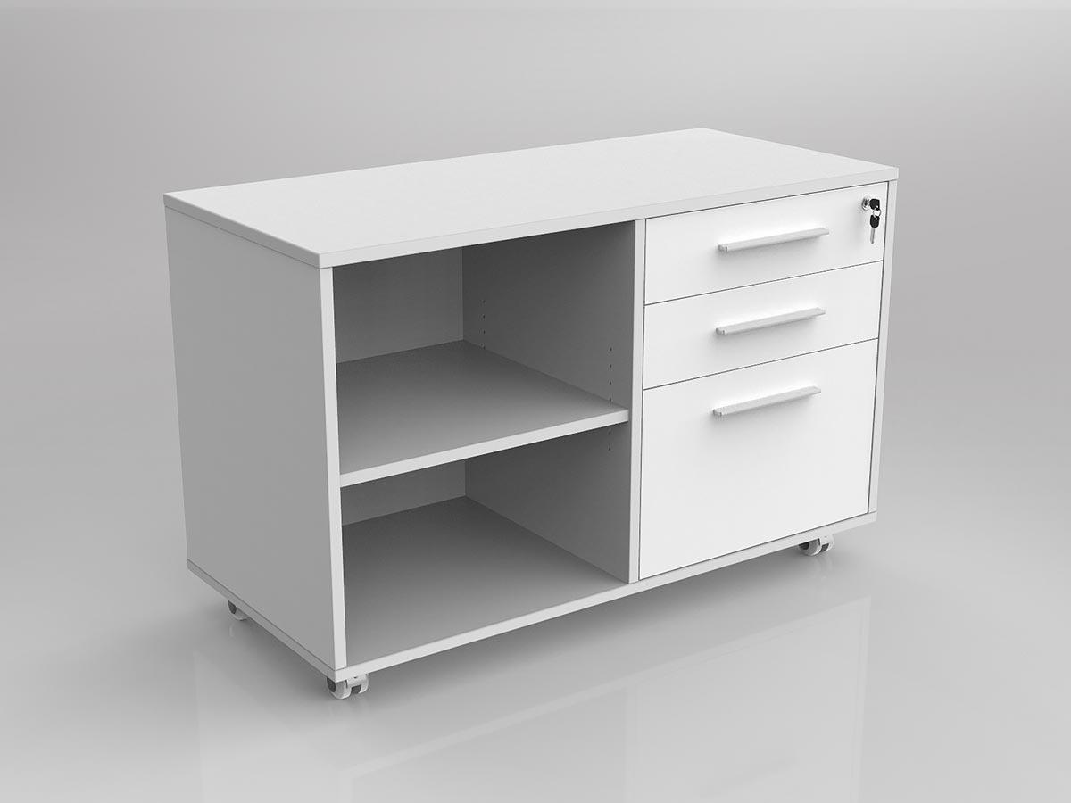 Axis White Caddy Mobile Bookcase with Drawers & Shelves