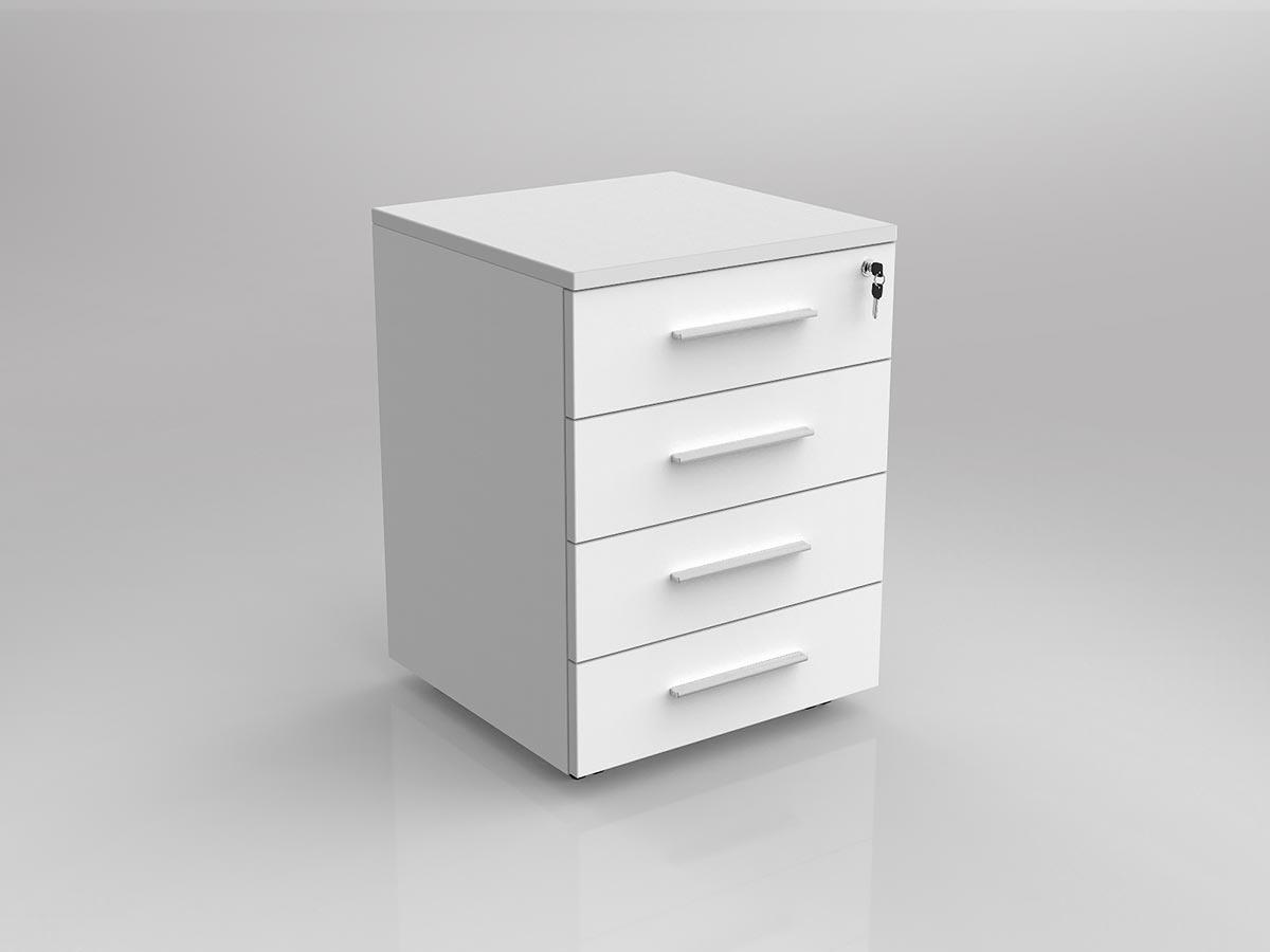 Axis White Four Drawer Mobile Pedestal