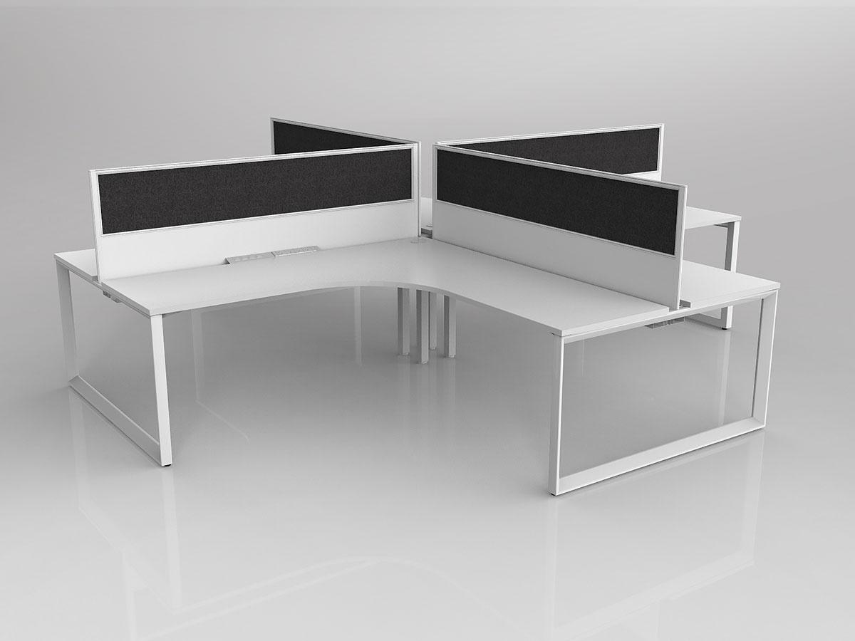 Anvil Shared 90 Degree Workstation Plus Layout in White with 4x Worktops with 300mm Panel Central Divider Screen - Image 2