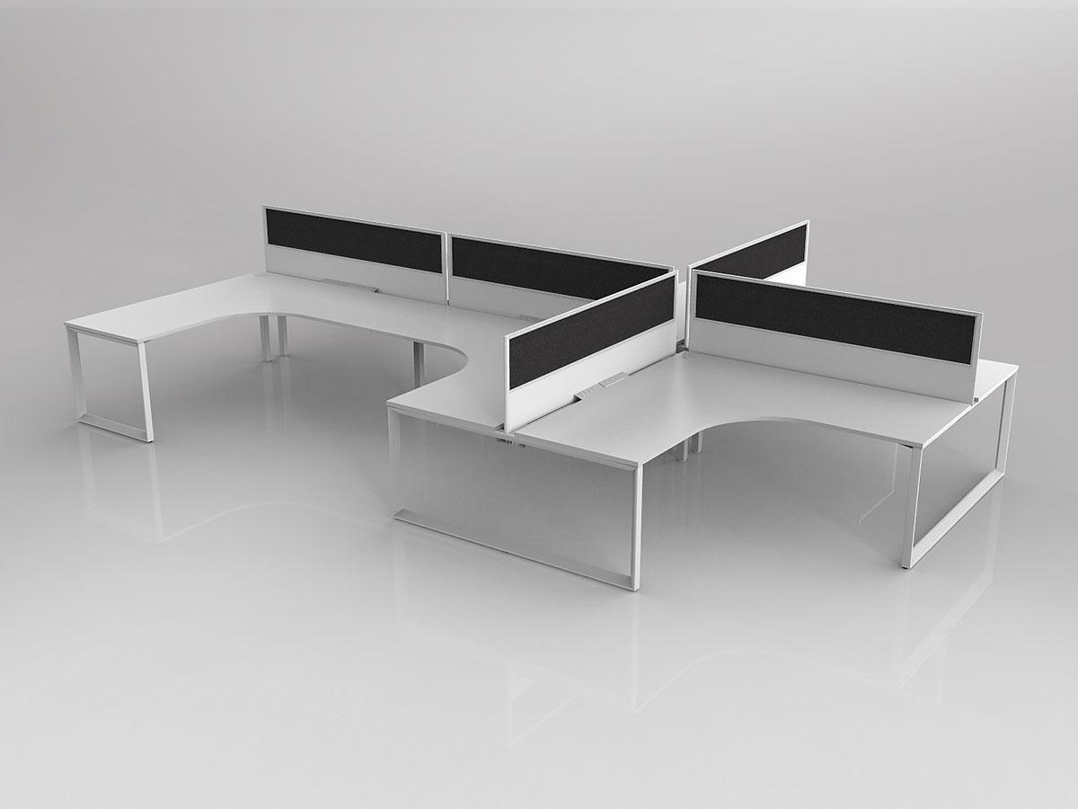 Anvil Shared 90 Degree Workstation Layout in White with 6x Worktops with 300mm Panel Central Divider Screen - Image 2