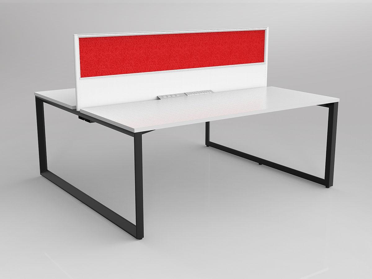 Anvil Shared Doublesided Straightline Desk Layout in White or Black with 2x Worktops & 300mm Panel Central Divider Screen