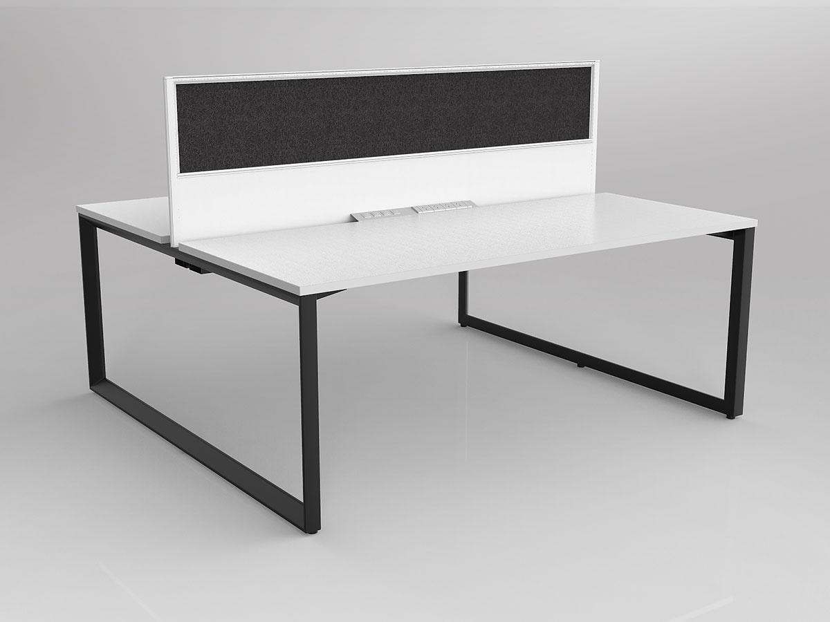 Anvil Shared Doublesided Straightline Desk Layout in White or Black with 2x Worktops & 300mm Panel Central Divider Screen - Image 2