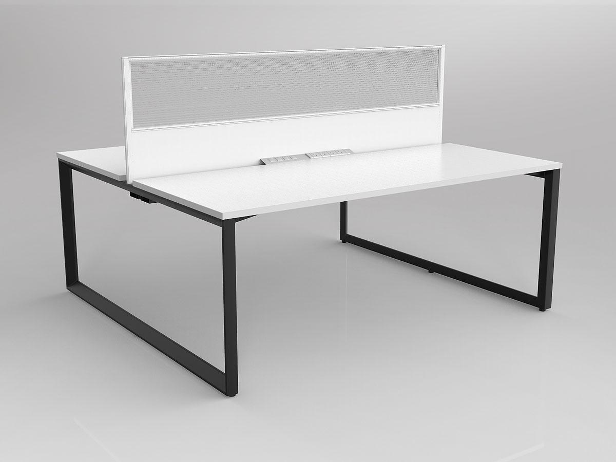 Anvil Shared Doublesided Straightline Desk Layout in White or Black with 2x Worktops & 300mm Panel Central Divider Screen - Image 3