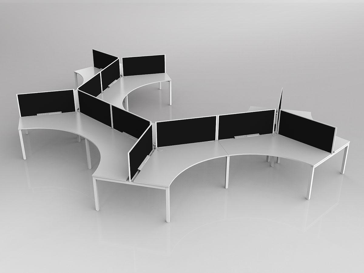 Axis 12x Users 120 Degree Workspace Layout with Screens