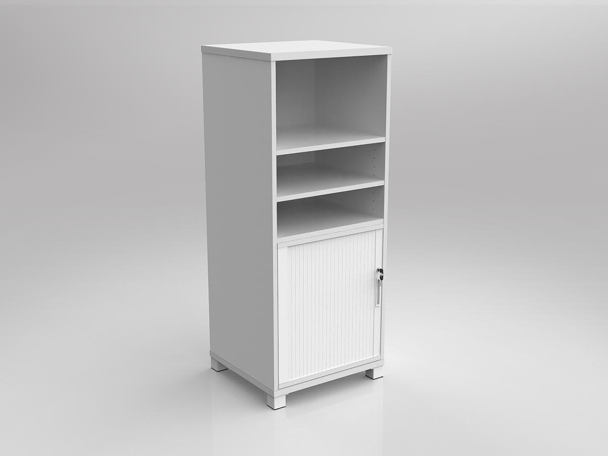Axis White Tower Bookcase Storage with Tambour Insert