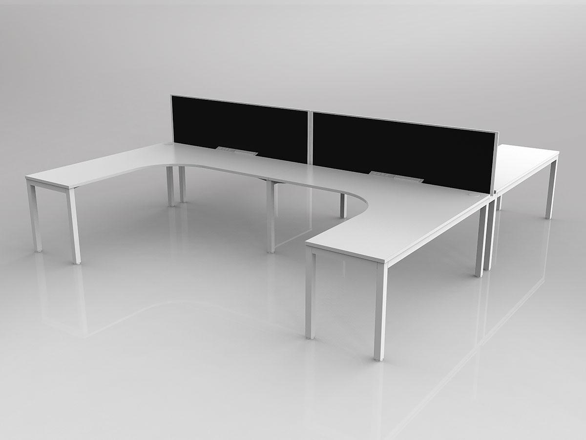 Axis 4x Users 90 Degree Workspace H Layout with Screens