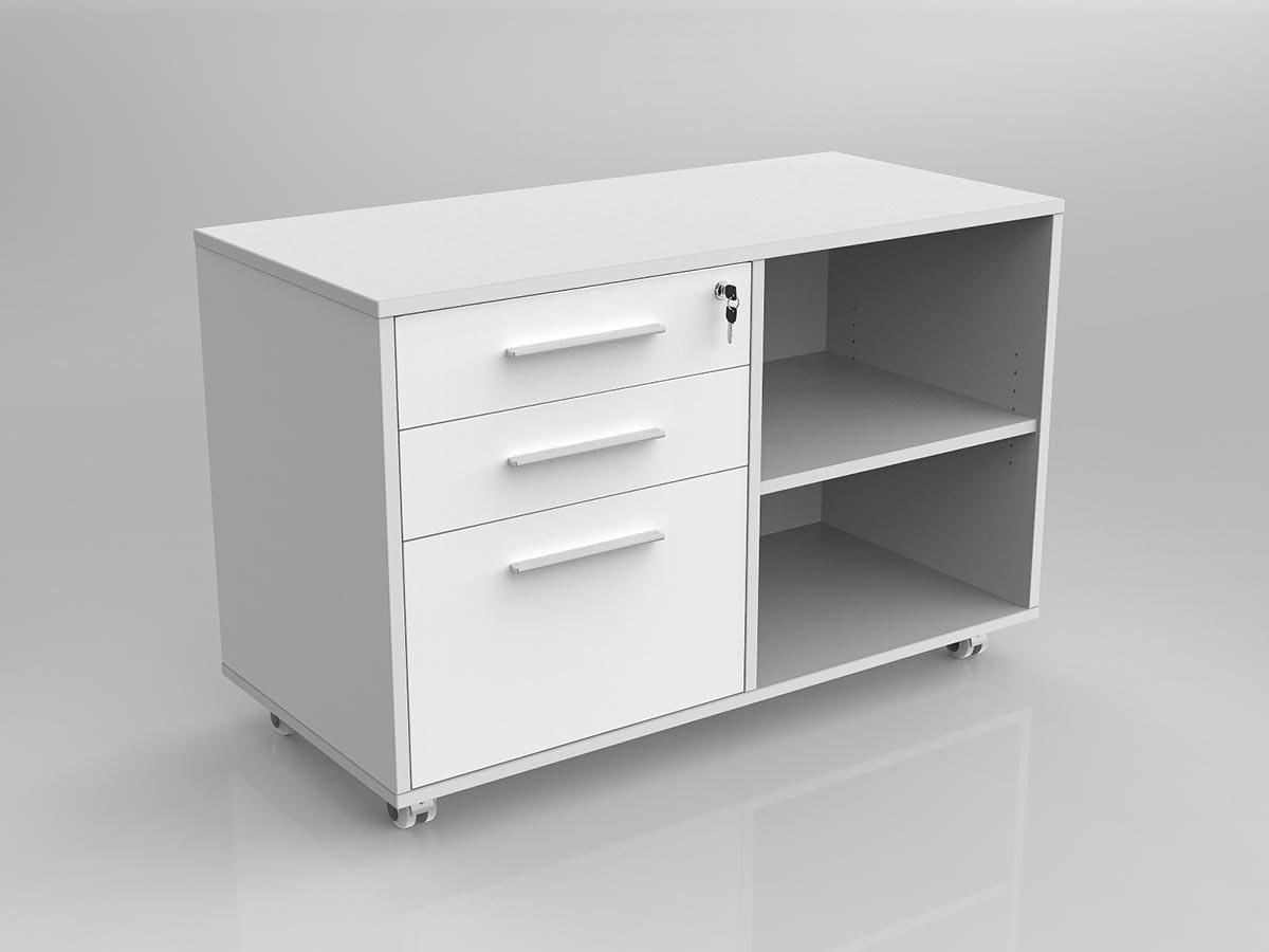 Axis White Caddy Mobile Bookcase with Drawers & Shelves - Image 2