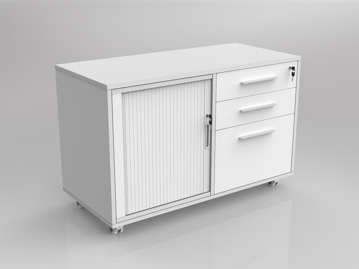 Axis White Caddy Mobile Bookcase Unit with Tambour & Drawers - Image 2