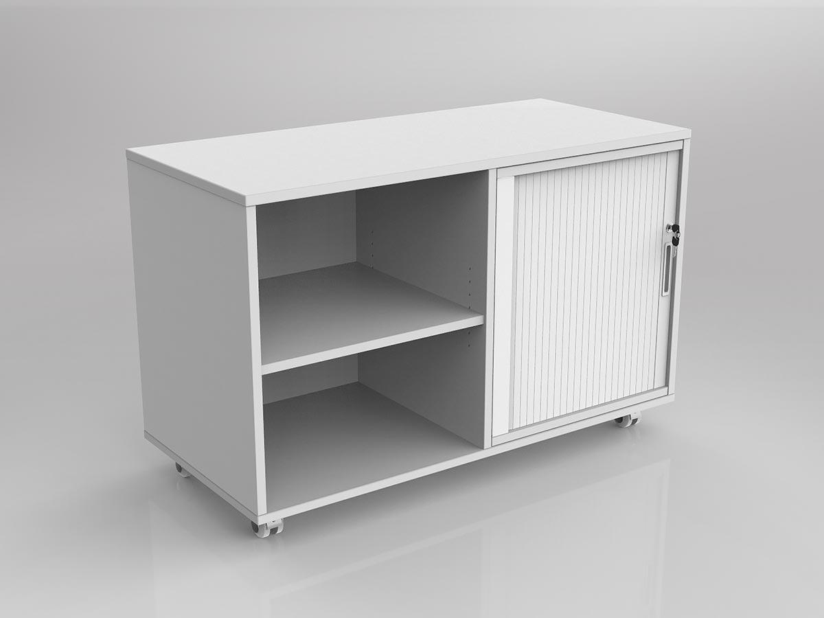 Axis White Caddy Mobile Bookcase Unit with Tambour & Shelves