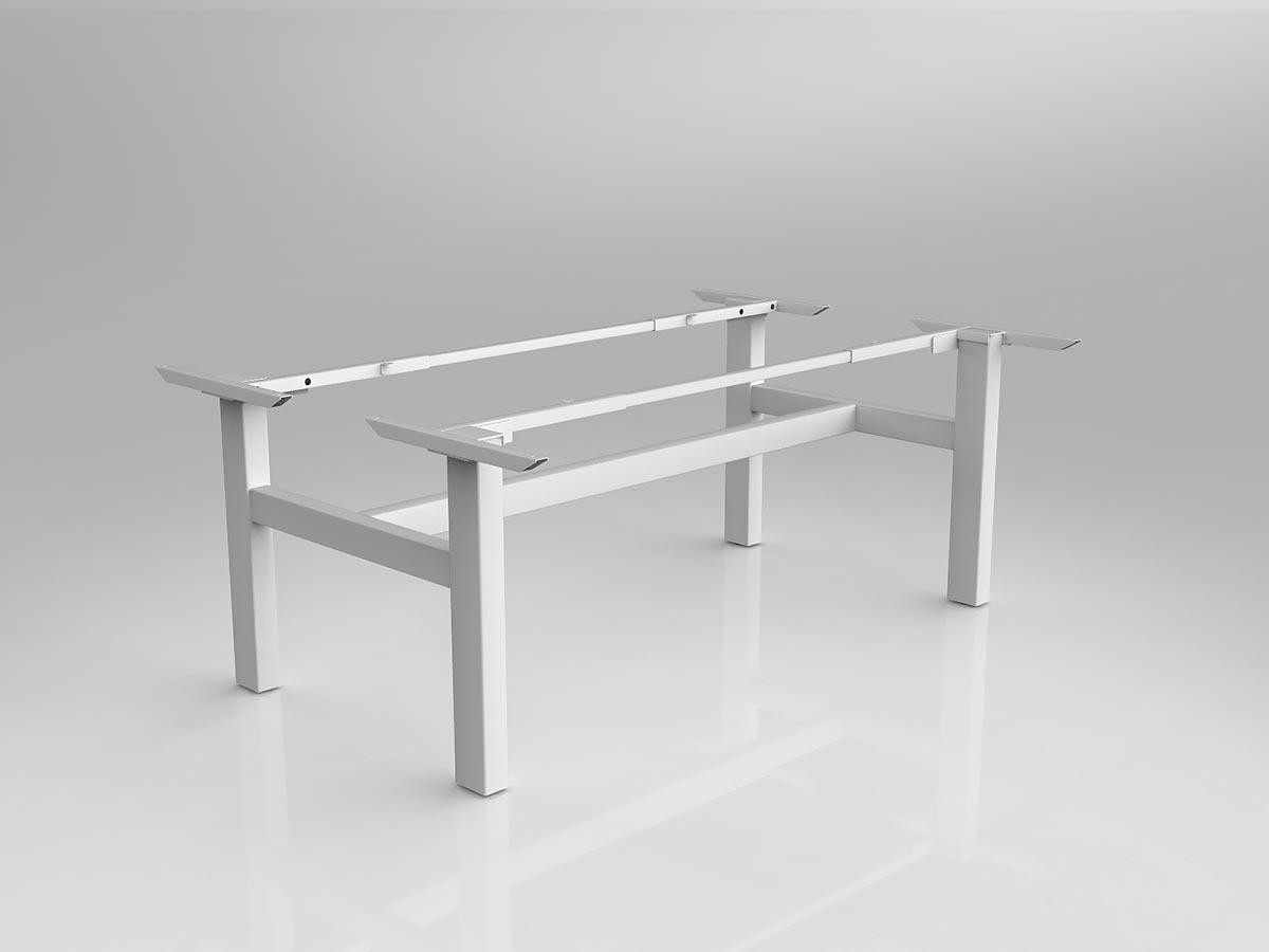 Agile Fixed Height White Desking Frame Shared Doublesided with Two Worktops