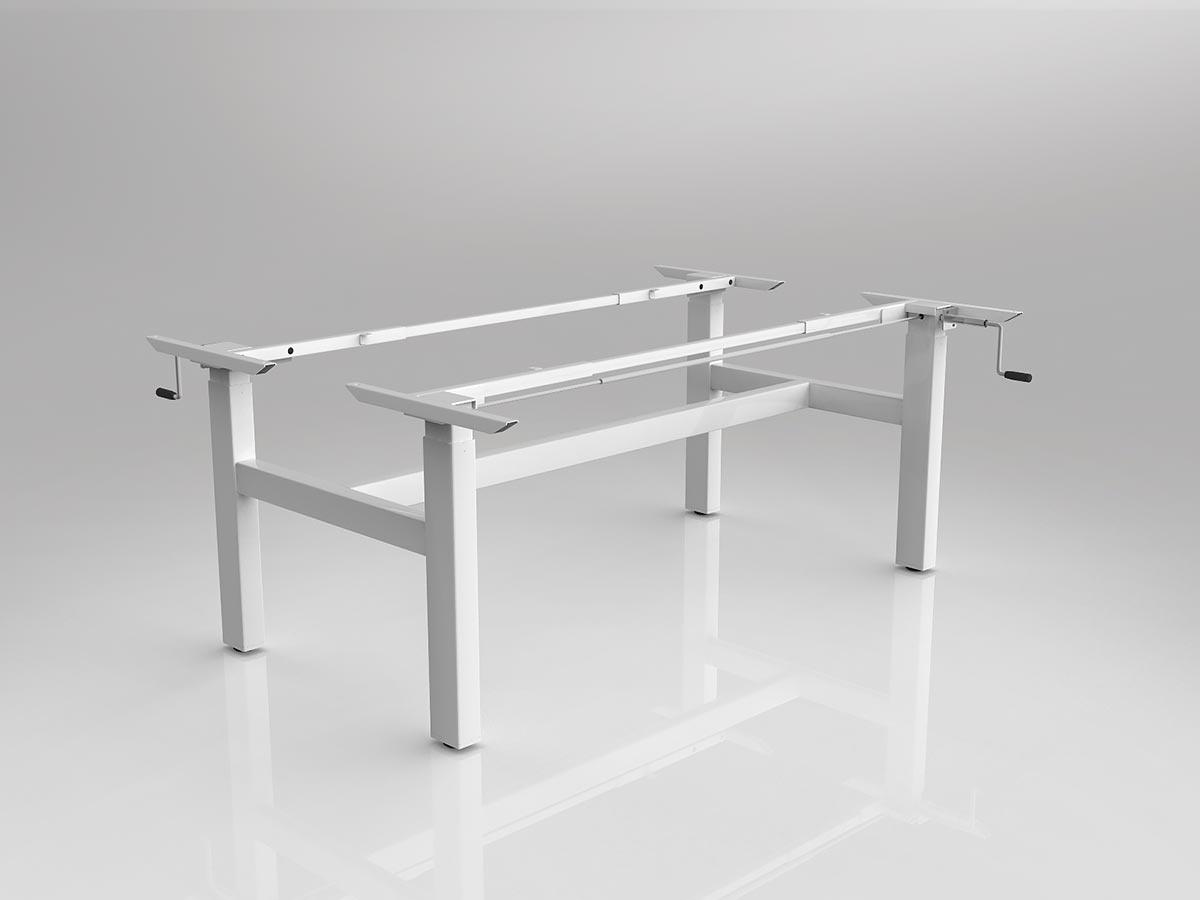 Agile Winder Desking Frame White Shared Doublesided with Two Worktops