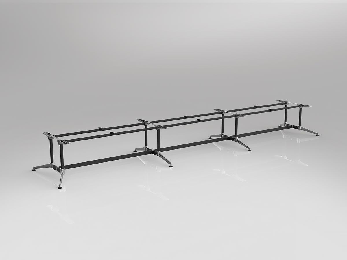 Modulus Twin Post, Collar Leg Triple Span Table Frame