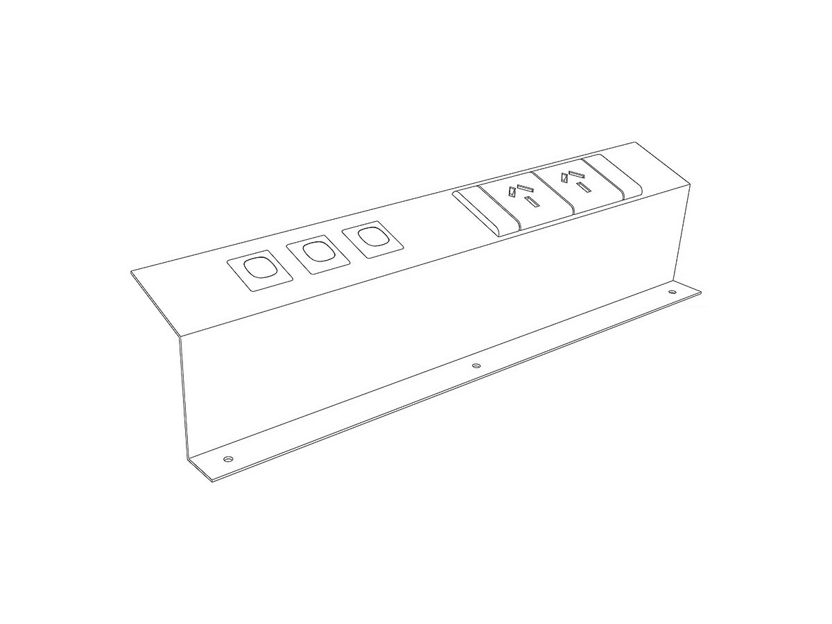 Above Desk Mounting Plate 2x GPO & Data