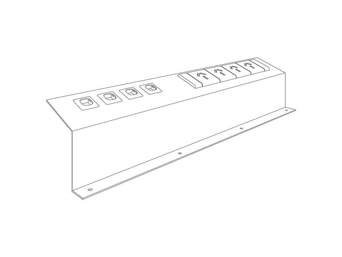 Above Desk Mounting Plate 4x GPO & 4x Data