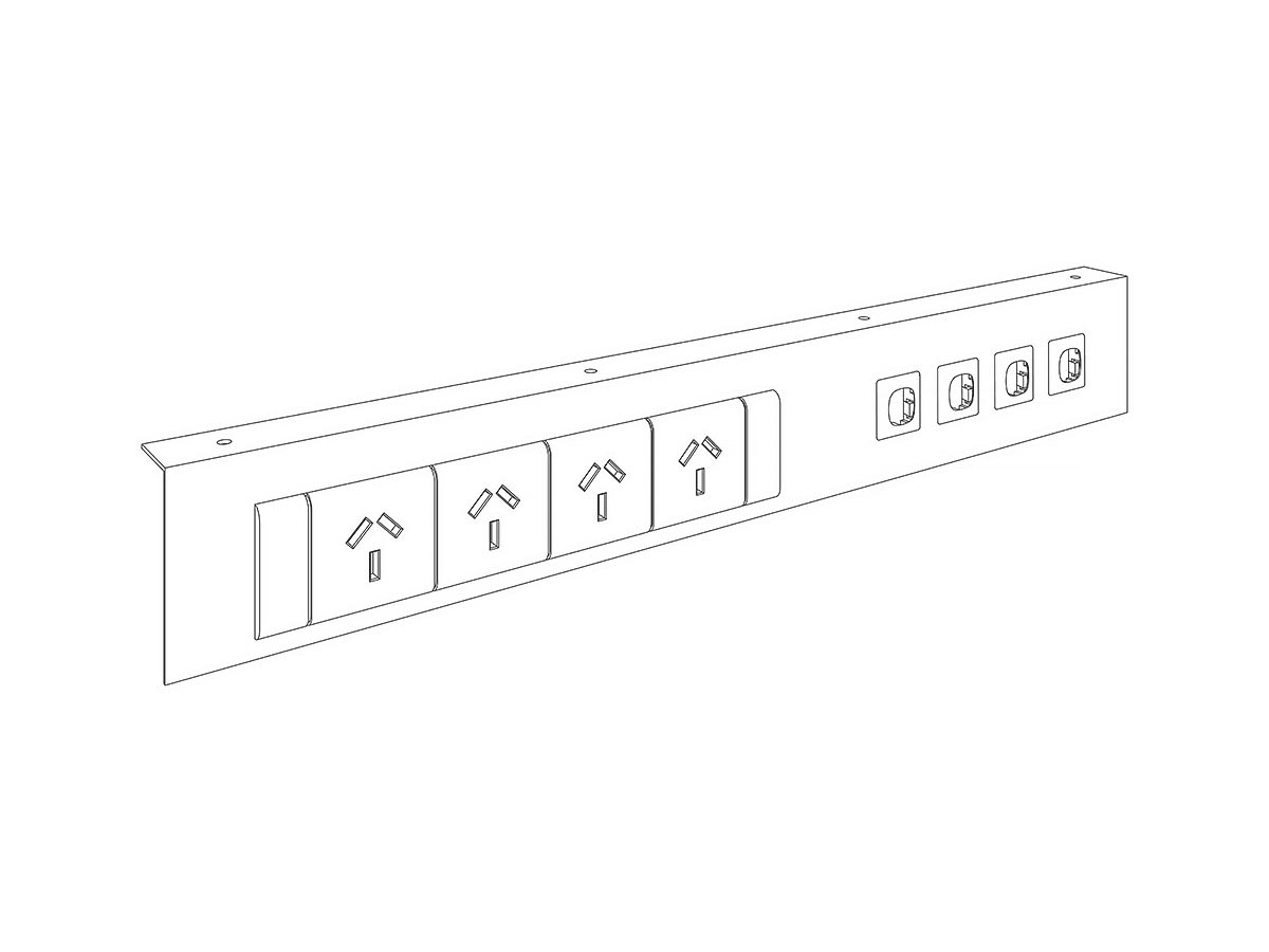 Below Desk Mounting Plate 4x GPO & 4x Data