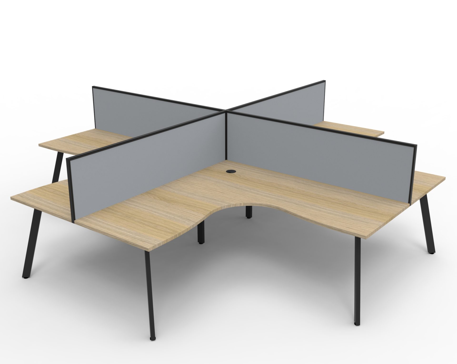 Deluxe Eternity - 4 Person Corner Workstation Pod