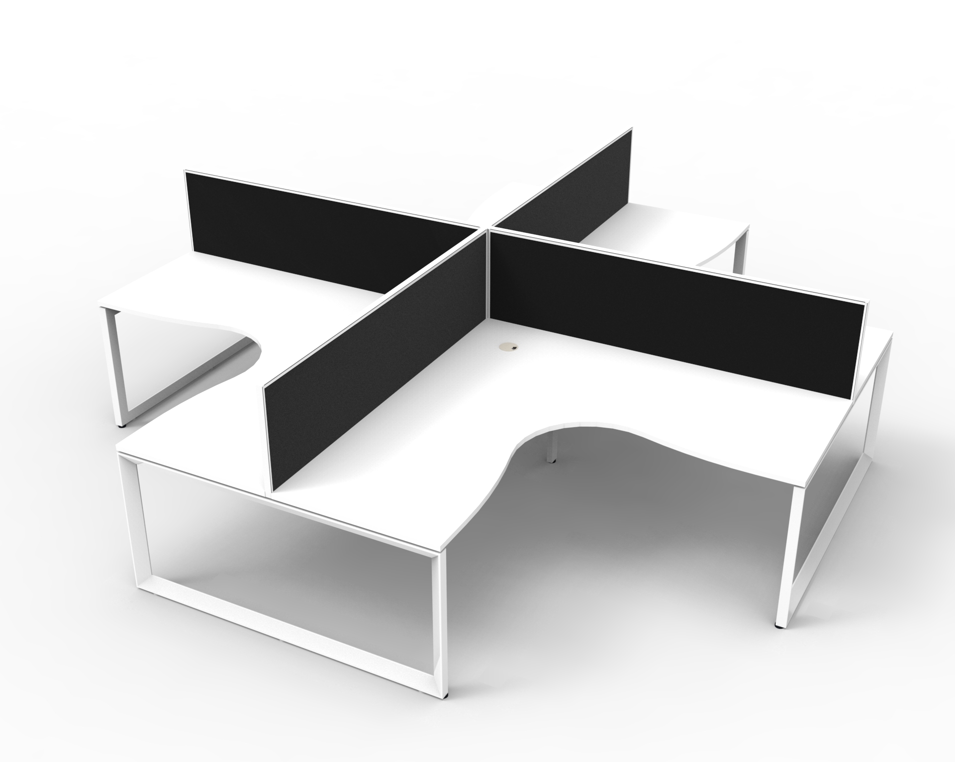 Deluxe Rapid Infinity - 4 Person Corner Workstation Pod - Loop Leg