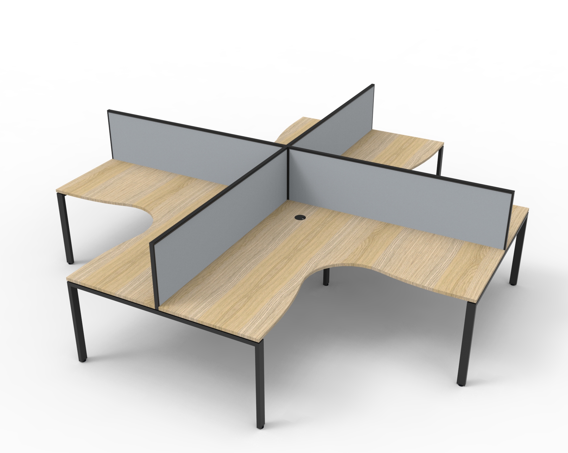Deluxe Rapid Infinity - 4 Person Corner Workstation Pod - Profile Leg