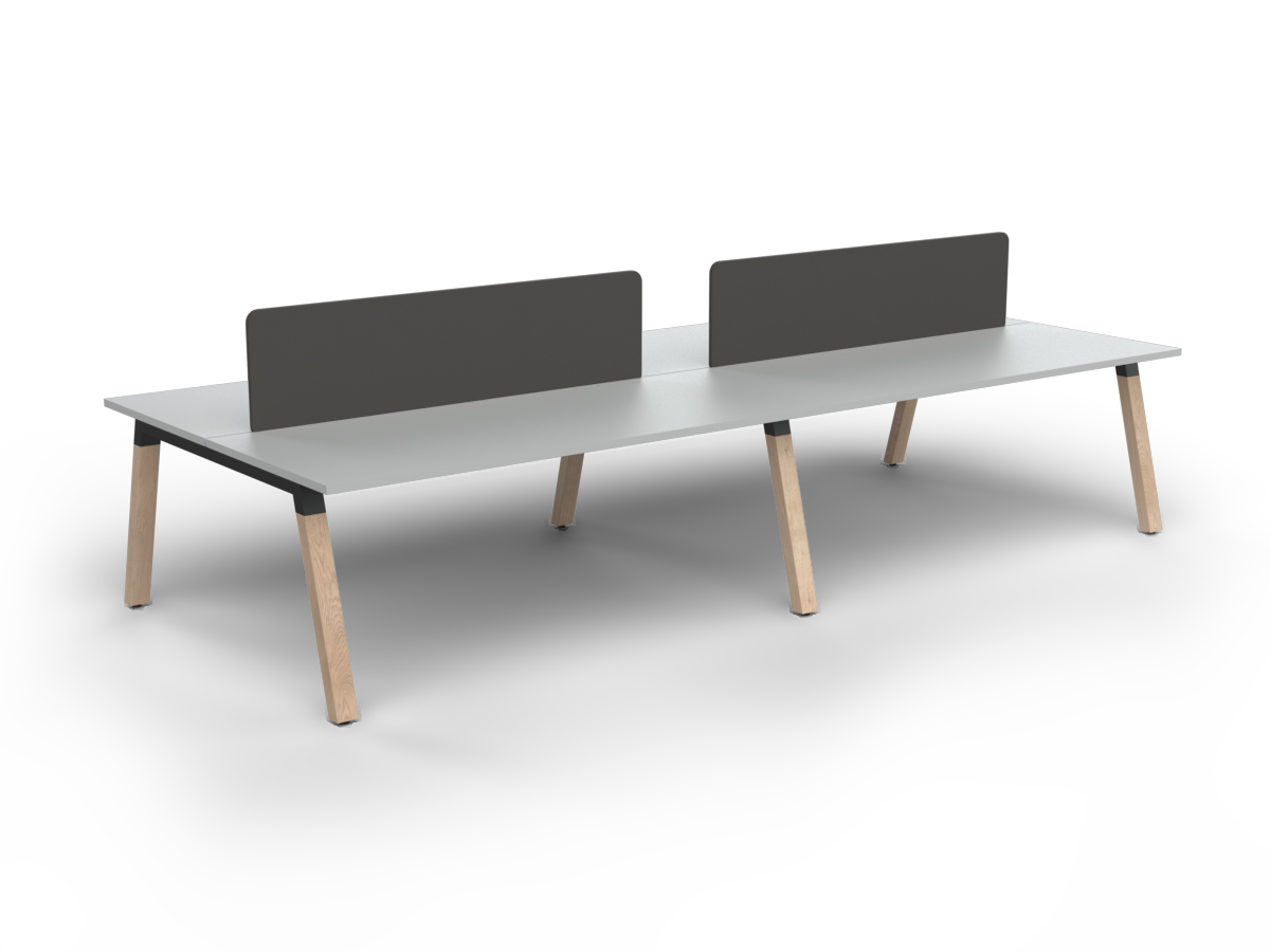 Plantation 4x Users Double-sided Desk with Radius Screens