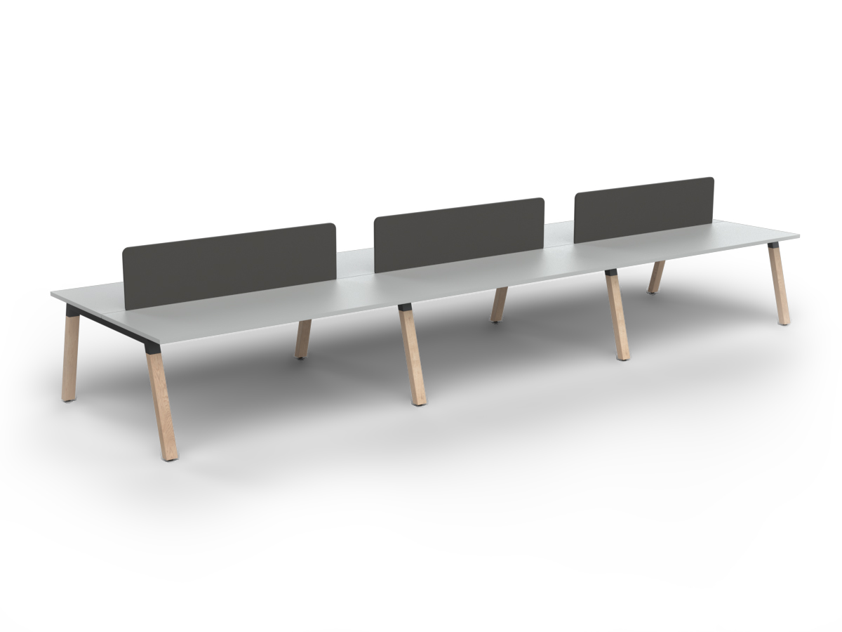 Plantation 6x Users Double-sided Desk with Radius Screens