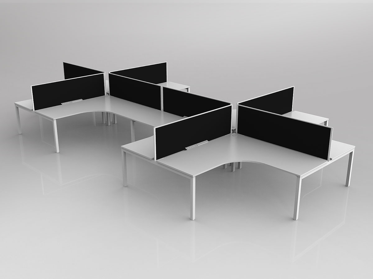 Axis 8x Users 90 Degree Workspace Layout with Screens