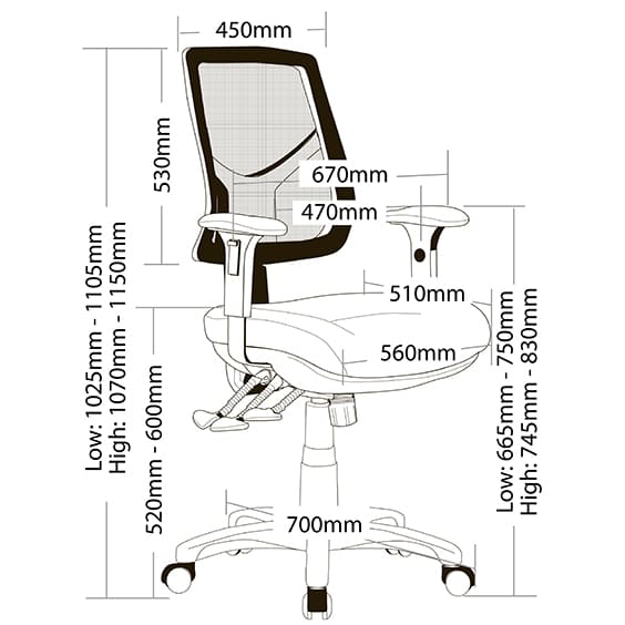 Hino Task Chair with Arms - Image 3