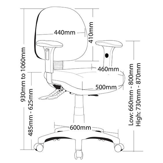 P350 Task chair with Arms - Image 2